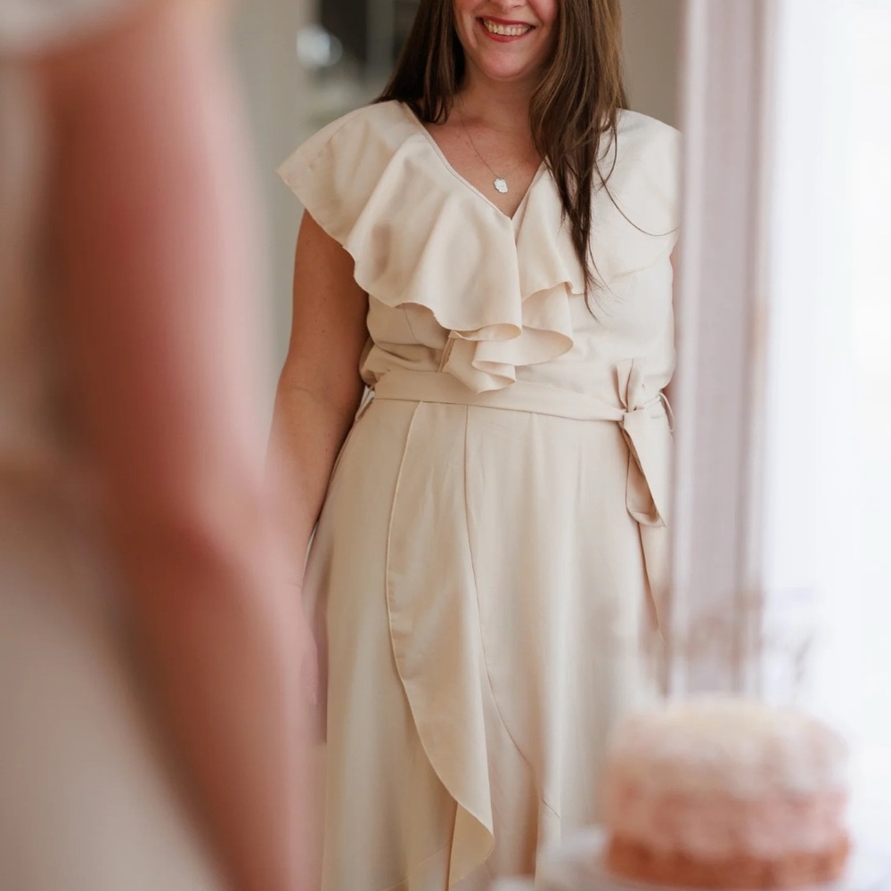 Elegant Cream Ruffle Dress